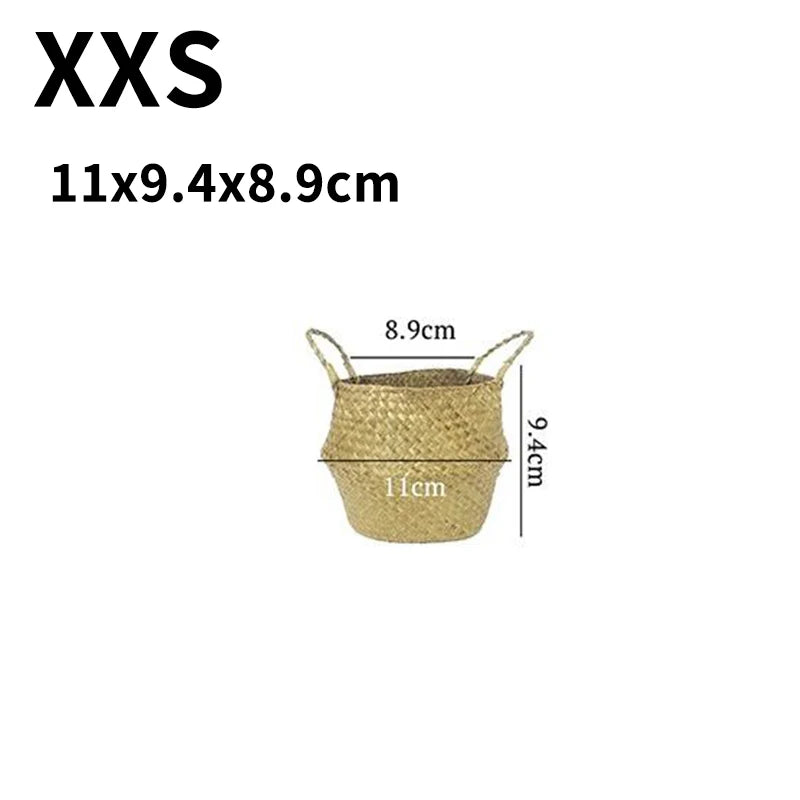 Foldable Wicker Basket Handmade Rattan Flower Pot Seagrass Planter Box Decorative Storage Organizer Home Decor Use Dropshipping