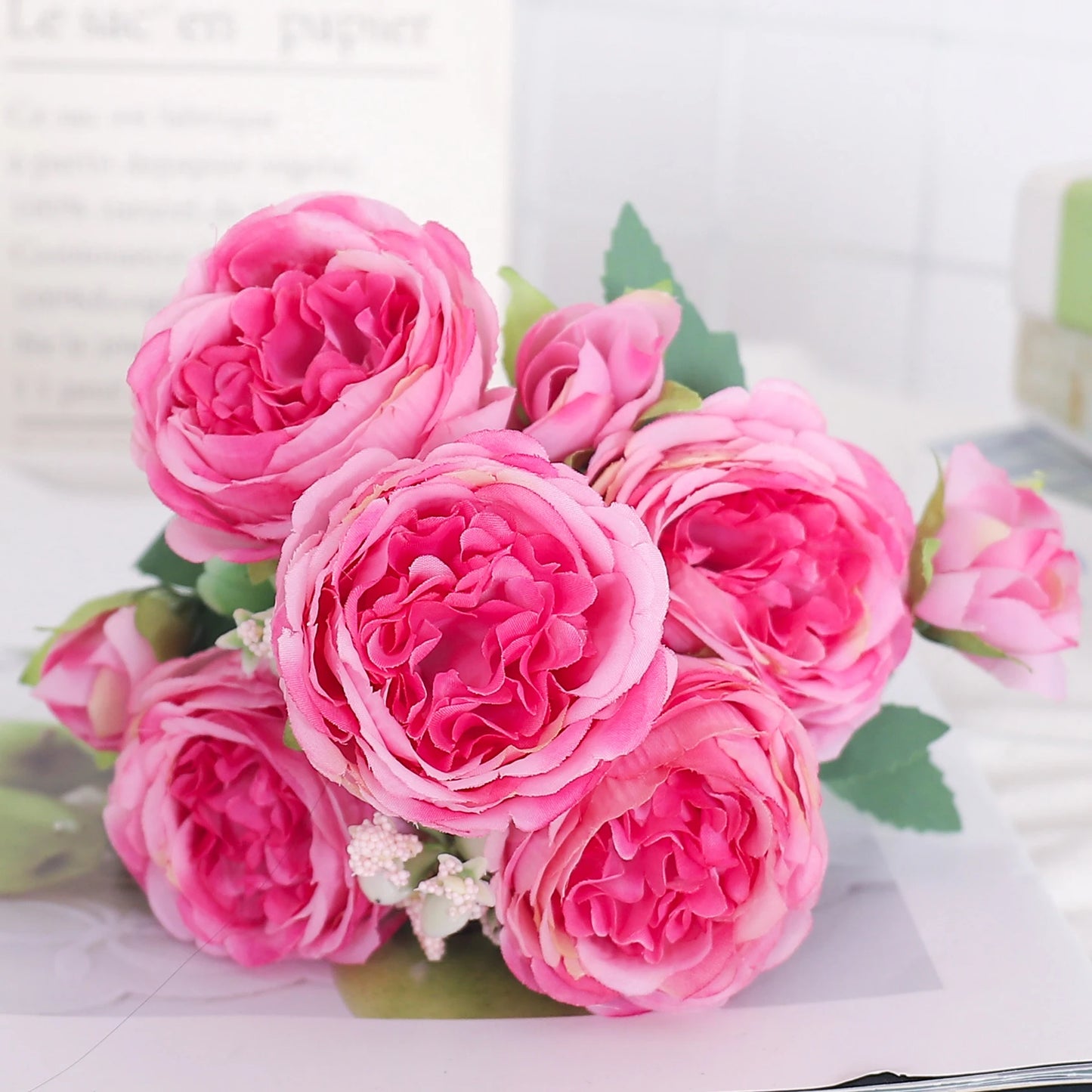 Artificial Flowers Silk Peony Hydrangea For Living Room Home Decoration Wedding Bride Bouquet Rose Fake Plants Table Accessories