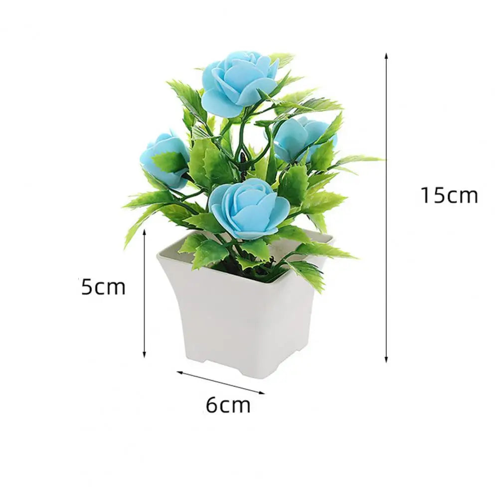 Simulated Potted Plant Vibrant Artificial Rose Bonsai Fake Plant Home Decor Realistic Simulated Flowers for Room Ornament