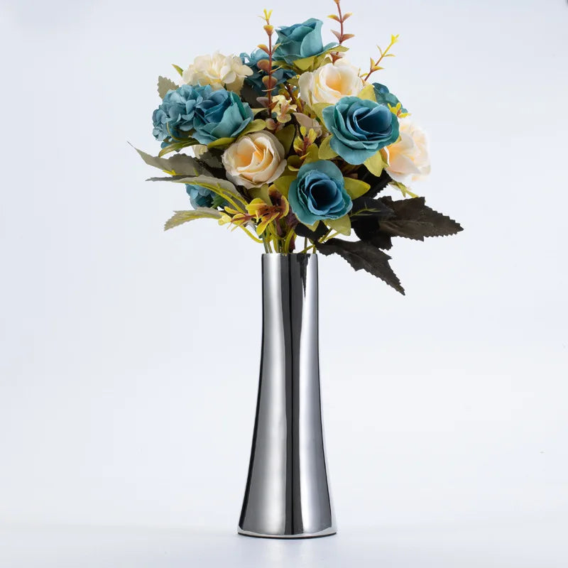 Stainless Steel Silver Metal Small Vase - Simple, Light Luxury Dry Flowers/Simulated Flowers Modern Home Decoration Ornament