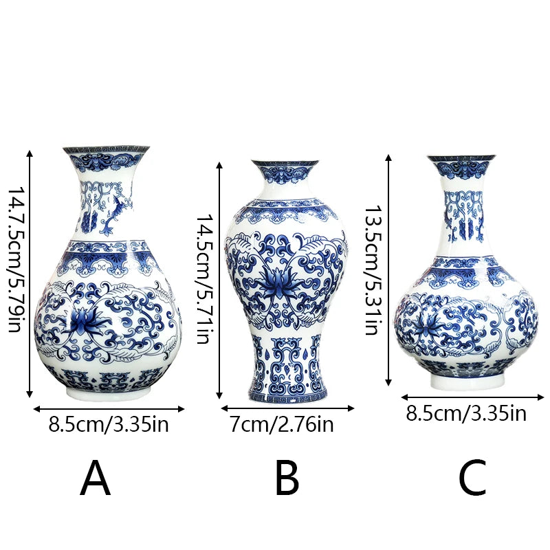 Mini Ceramic Vase Antique Blue And White Porcelain Flower Arrangement Home Living Room Classical Art Decoration Wall Hanging