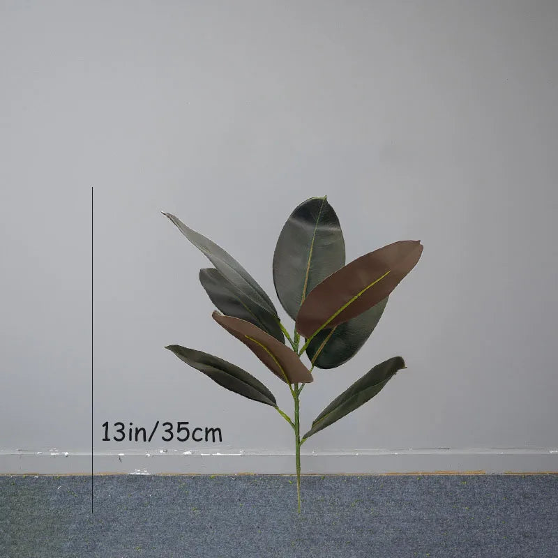 13-70in Large Ficus Tree Artificial Rubber Tree Plastic Banyan Plants Real Touch Banyan Leaves For Home Garden Shop Office Decor
