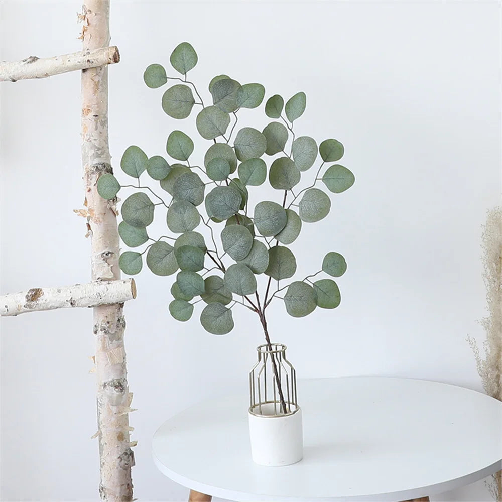 Artificial Plants Plastic Eucalyptus Leaves Wedding Bouquet Home Garden Flowers Wall Diy Room Christmas Autumn Decorations