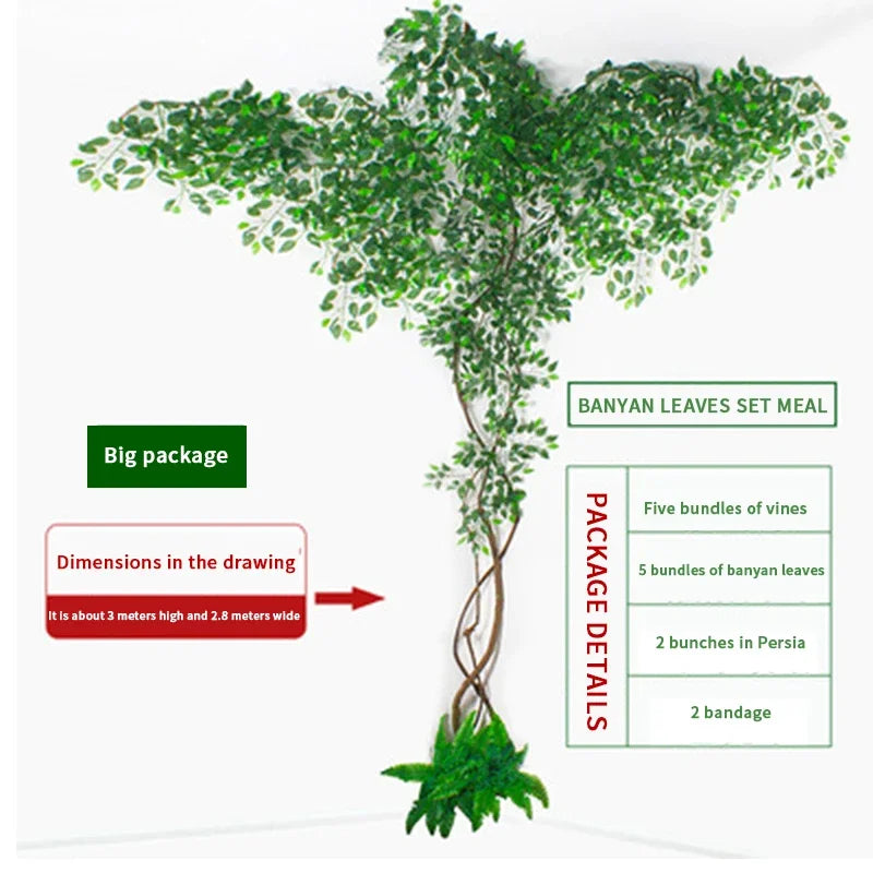Artificial Green Plants Winding Vine, False Banyan Tree Branch, Indoor Decoration, Living Room, Family, Office, Wedding