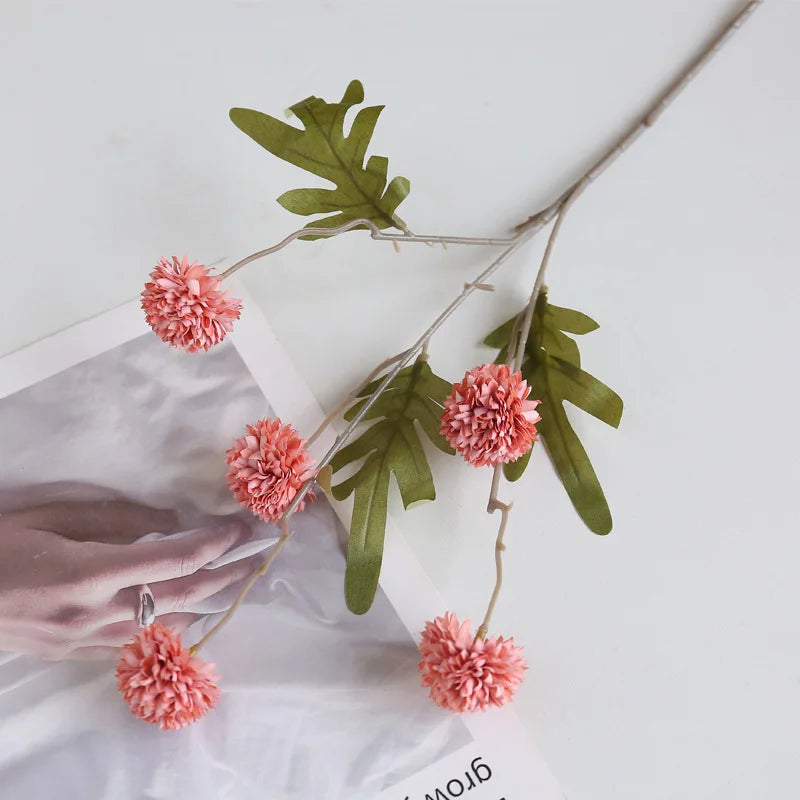 10 pcs Dandelion Artificial Flower Wedding  5 Head Fake Flowers Small Thorn Ball Home Decoration Bouquet Valentine's Day