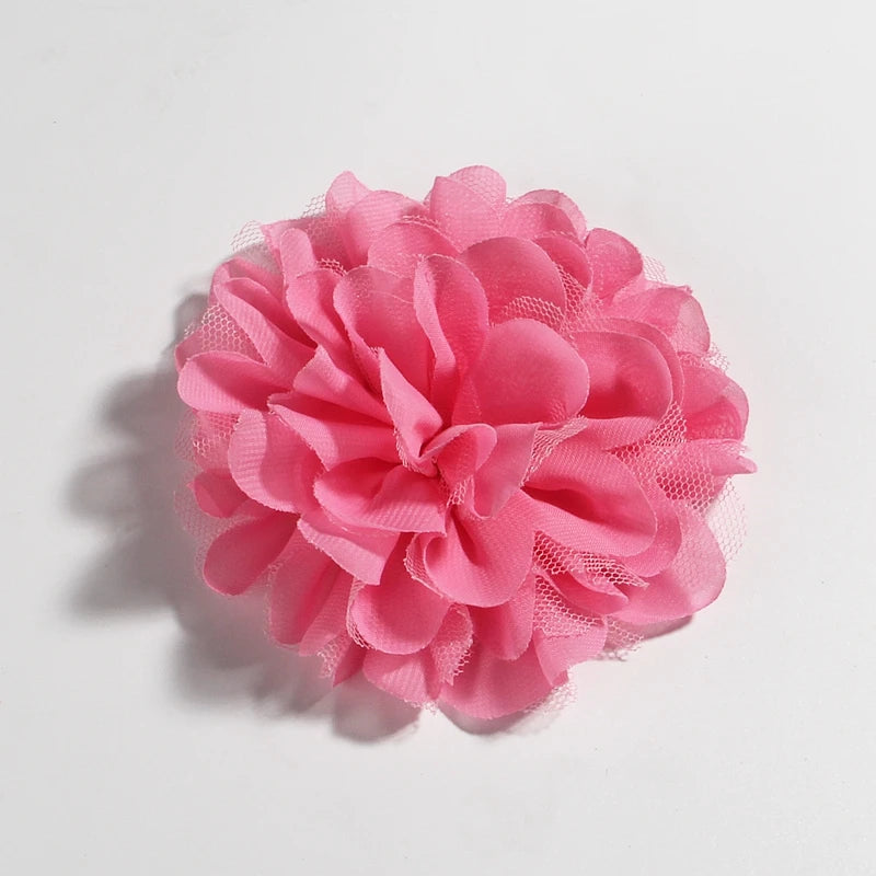 5PCS 4.4"11CM Lace Trim Patch Applique Fabric Artificial Flowers Wedding Dress Chiffon Flower Bride Hair Veil Clothes Decoration