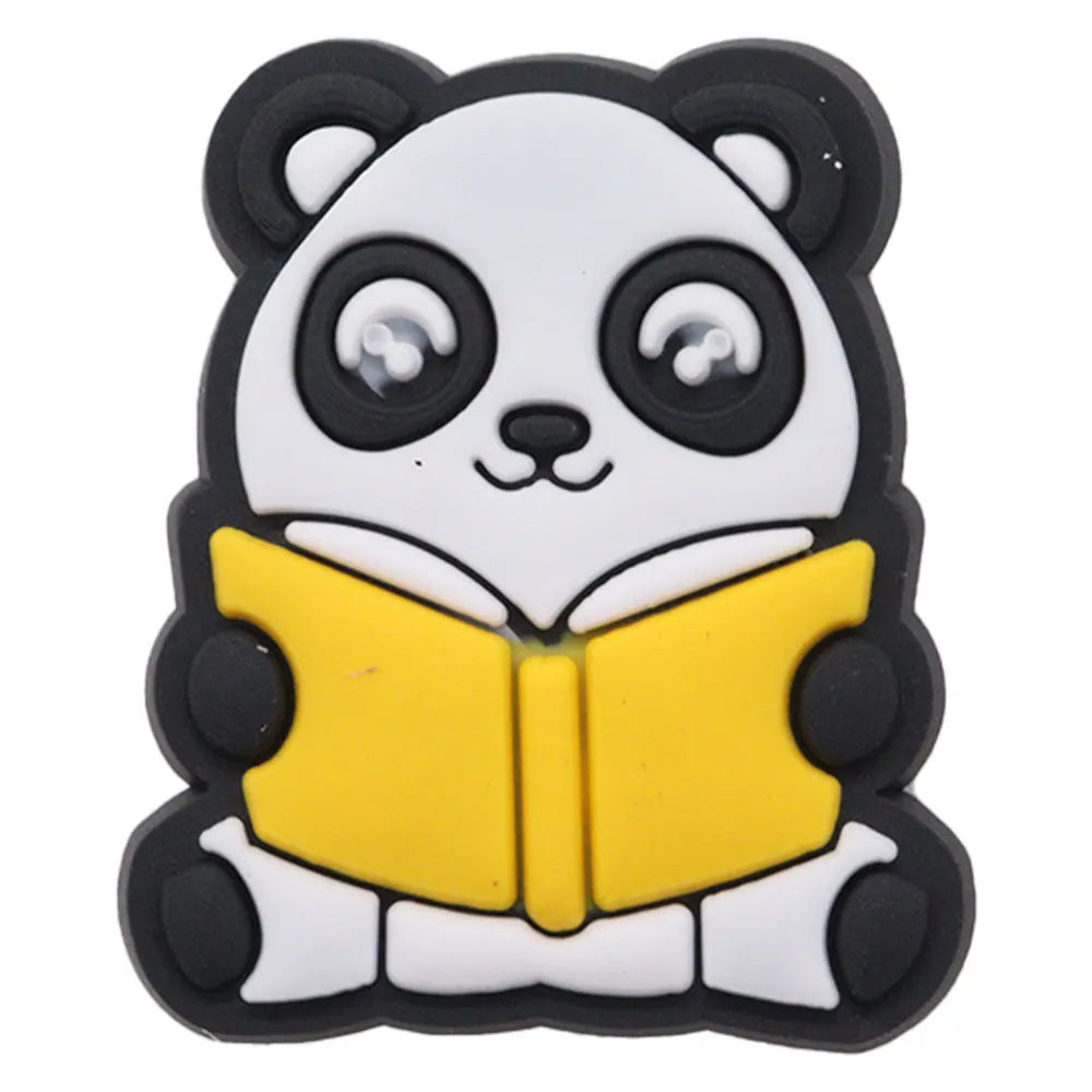 1-18PCS Cartoon Animal Panda Bamboo PVC Shoe Charms Buckle Clog Sandals Decoration Garden Shoes Button Accessories Children Gift