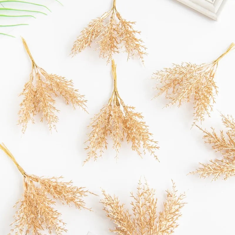Artificial Plants Autumn Golden Silvery Fake Branch For Festival Tree Wreath Home Accessories Wedding Archway Decor Scrapbook