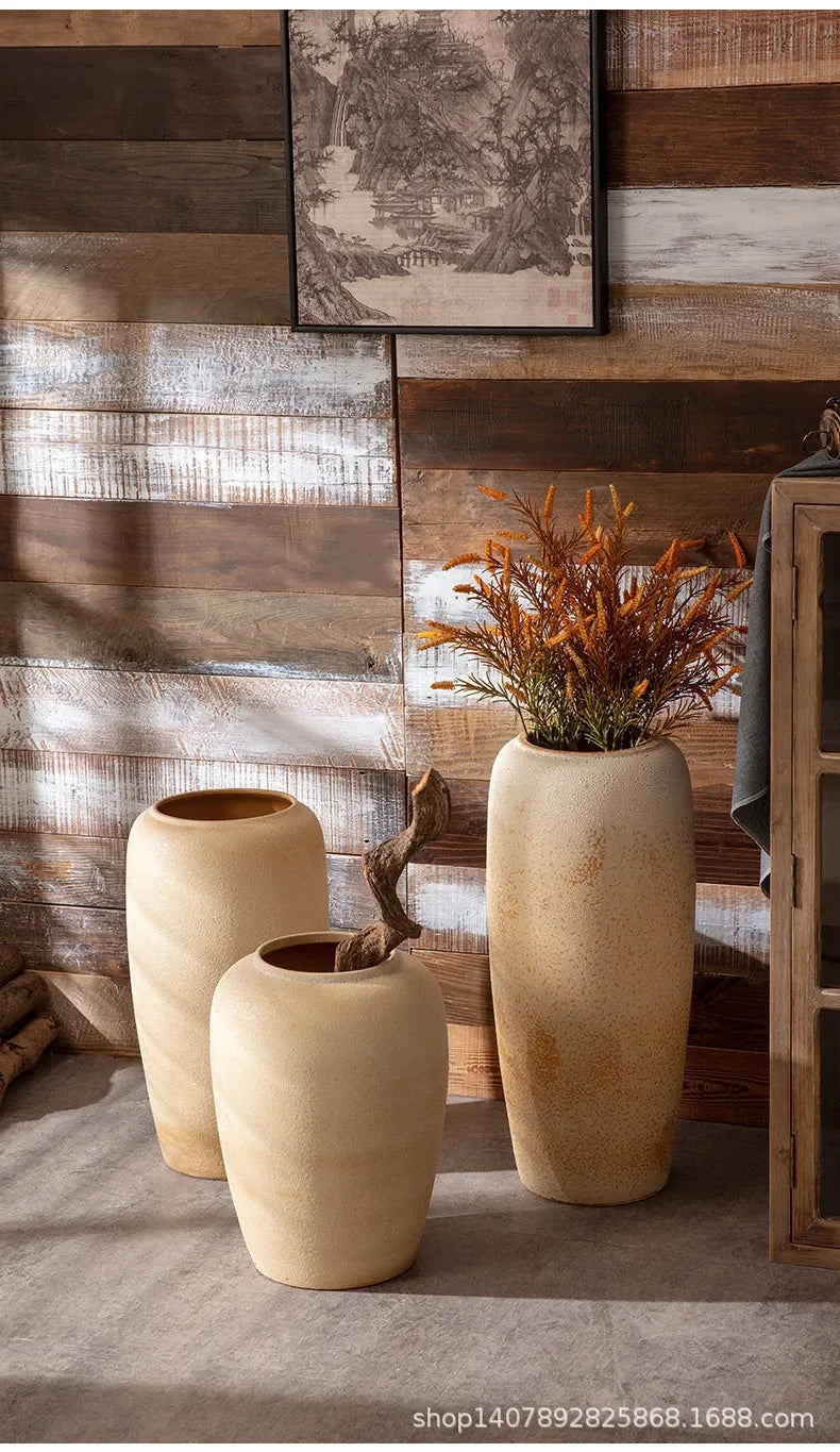 Creative Korean Rustic-Inspired New Chinese Simple Ceramic Vase - Perfect Tabletop/Hotel Decor, Elevate Room & Chambre Ambiance