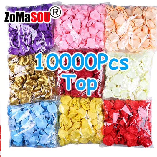 10000-100Pcs Top Artificial Fake Rose Petals Colorful Red White Gold Roses Petal Flowers Romantic Wedding Party Valentine Decor
