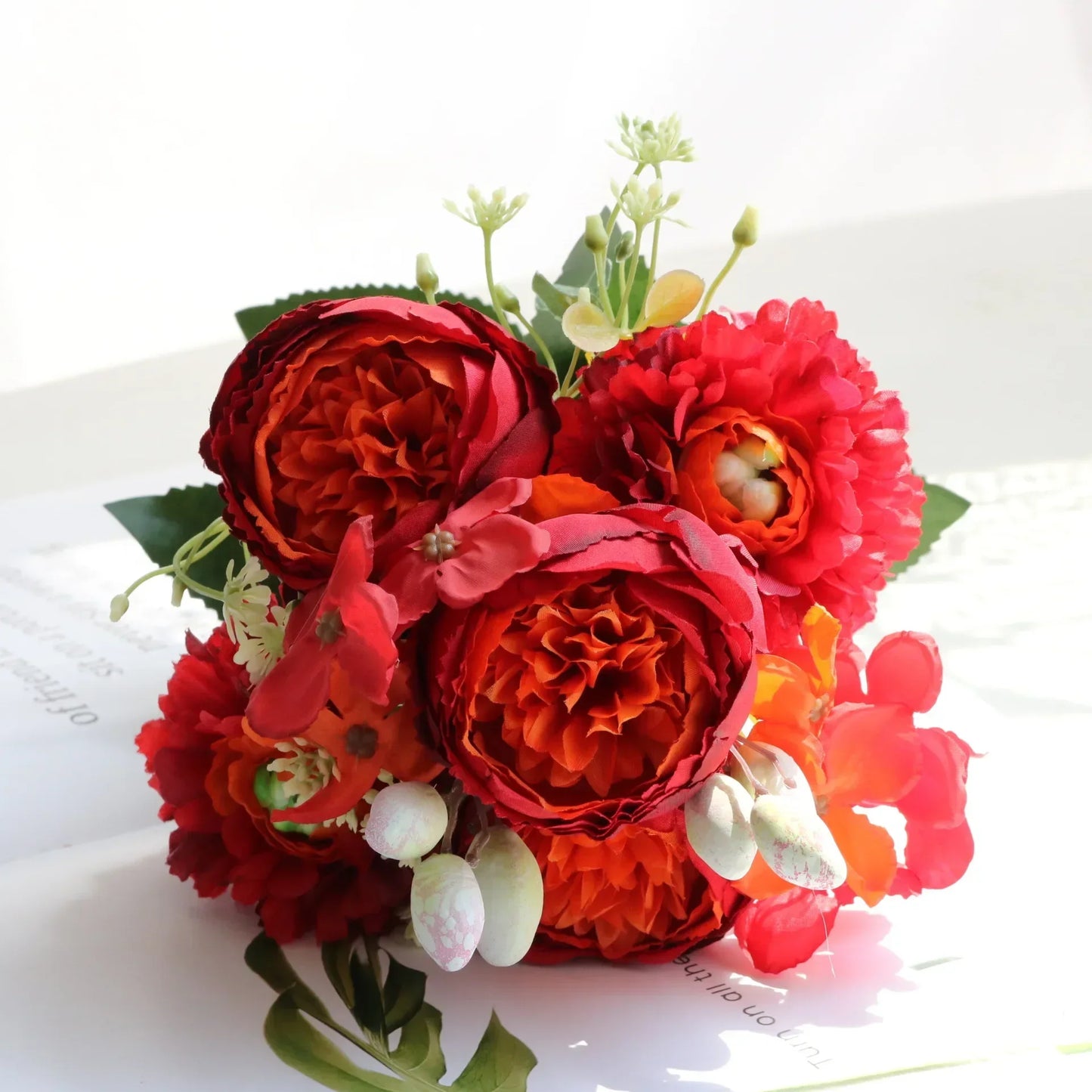 30cm Rose Pink Silk Peony Artificial Flowers Bouquet 5 Big Head an Bud Cheap Fake Flowers for Home Wedding Decoration indoo