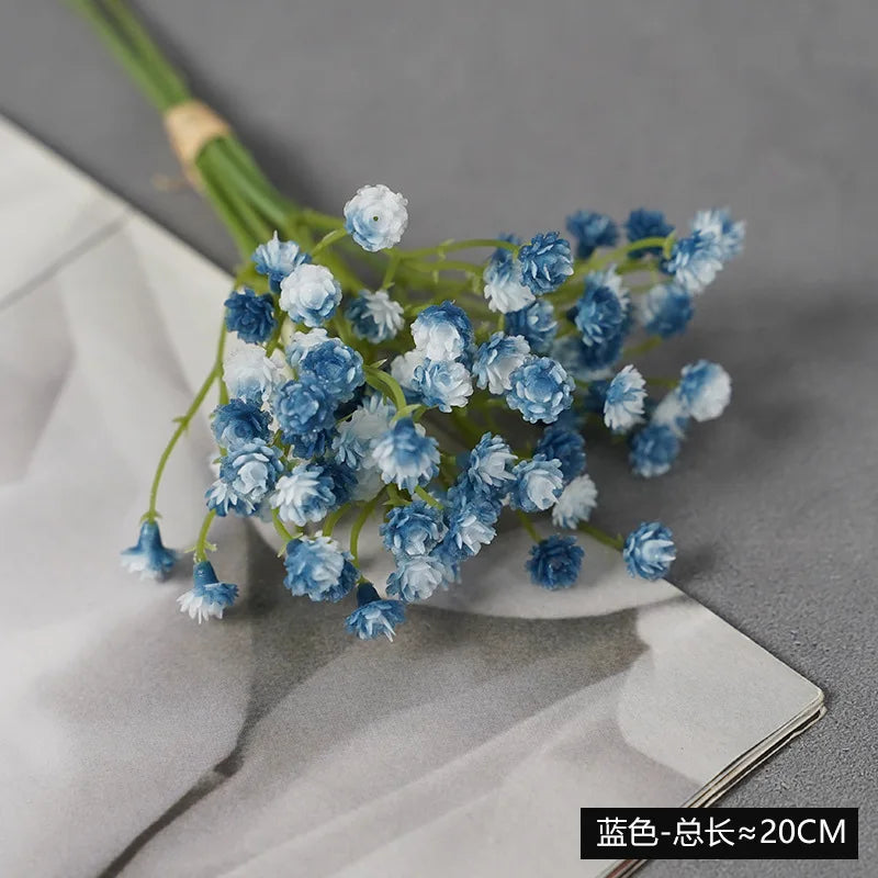 New 20cm Small Single Gypsophila Artificial Flower Wholesale Purple Milky White Blue Pink Bouquet Plastic False Flower Bouquet
