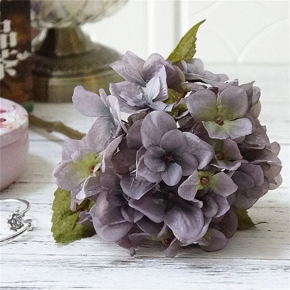 Silk Hydrangea Artificial Flowers Vase for Home Decoration Accessories Wedding Decorative Fake Plants Christmas Garland Material