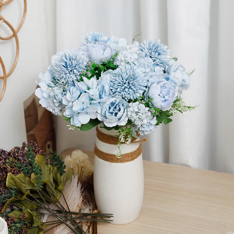 Beautiful Artificial Flowers Silk Peony For Vase Bride Bouquet Wedding Home Room Table Decoration Fake Floral Hydrangea Gifts