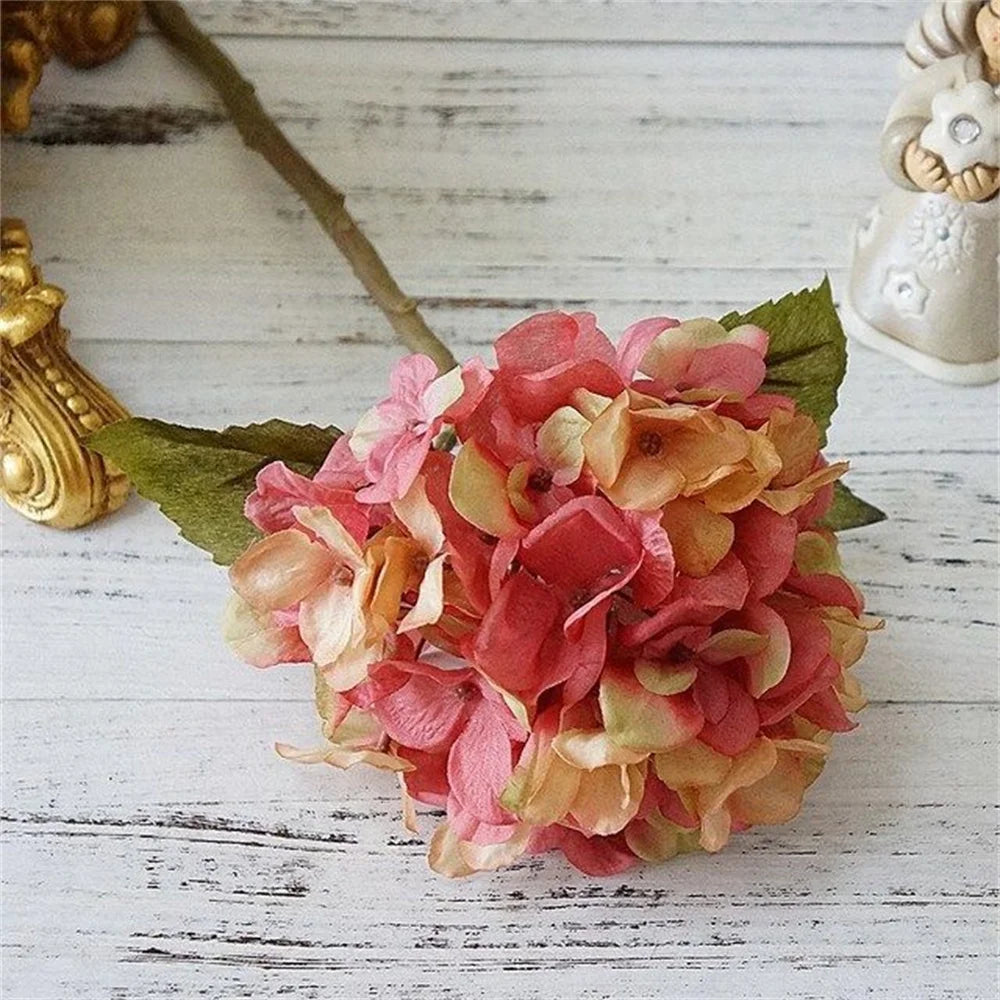 Silk Hydrangea Artificial Flowers Vase for Home Decoration Accessories Wedding Decorative Fake Plants Christmas Garland Material