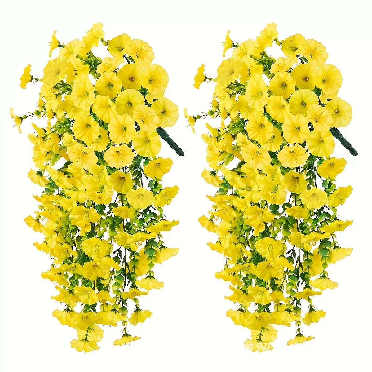 2pcs Artificial Flowers Fake Morning Glory Flowers Eucalyptus Leaves Hanging Flowers For Outdoor Party Wedding Garden Decoration
