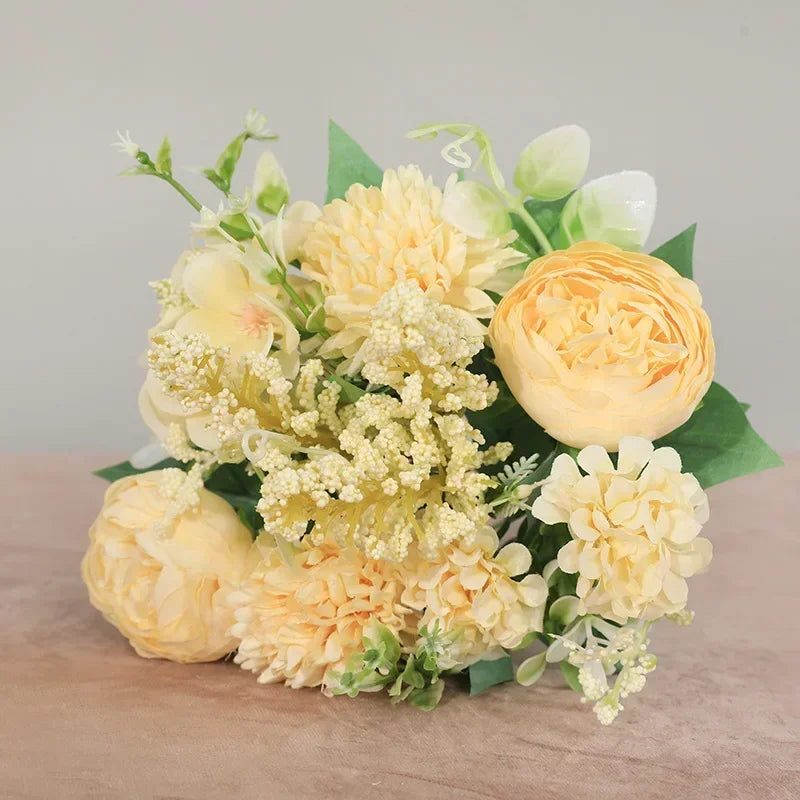 30cm Rose Pink Silk Peony Artificial Flowers Bouquet 5 Big Head an Bud Cheap Fake Flowers for Home Wedding Decoration indoo