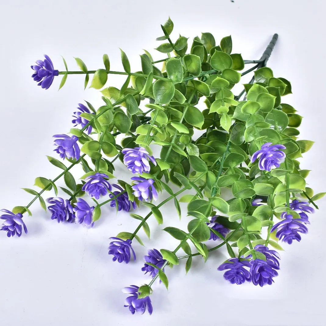 1pcs/lot Artificial Flowers 7-Pronged, 35 Mesh Eucalyptus Plastic Fake Flower Greenery Shrubs Plants Wedding Party Decoration