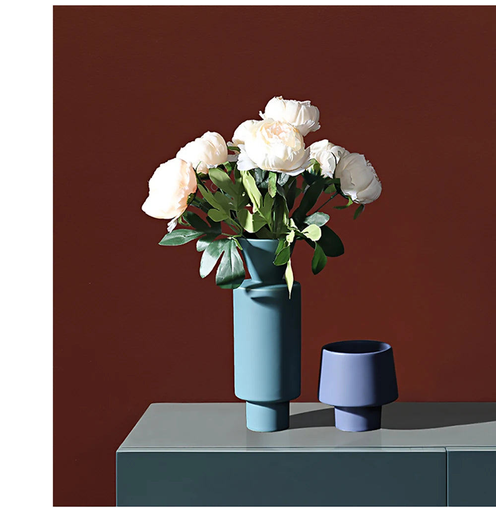 Nordic Morandi ceramic Vase geometric Ornaments  Room Decor modern decorative dried flower Vase home decoration Wedding Gifts