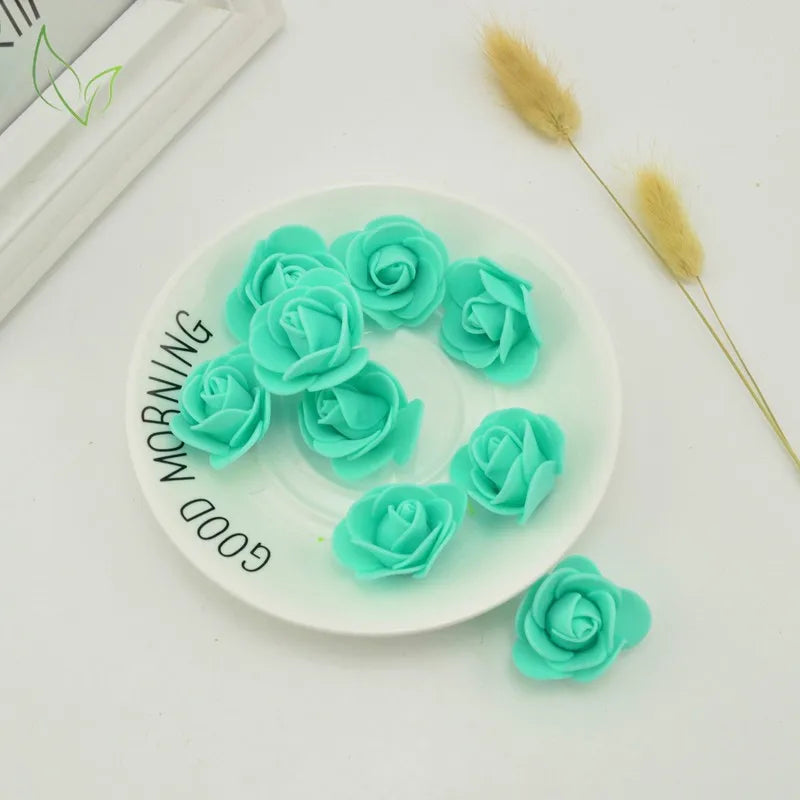 100pcs PE Foam Fake Teedy Bear Roee Head Artificial Flowers Cheap Wedding Home Decoration for Scrapbooking Gift Box Diy Wreath
