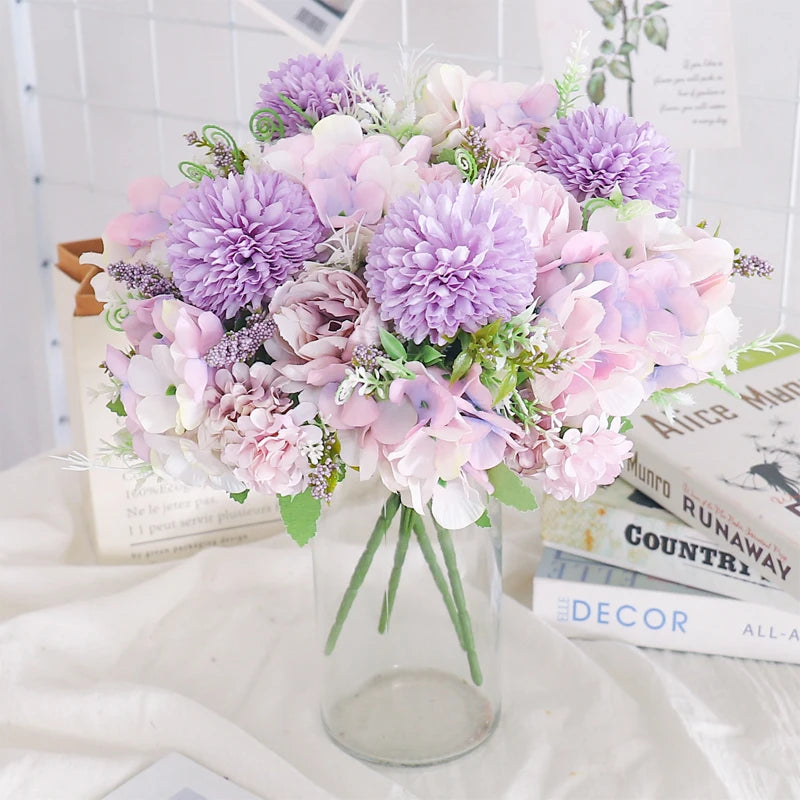 Beautiful Artificial Flowers Silk Peony For Vase Bride Bouquet Wedding Home Room Table Decoration Fake Floral Hydrangea Gifts