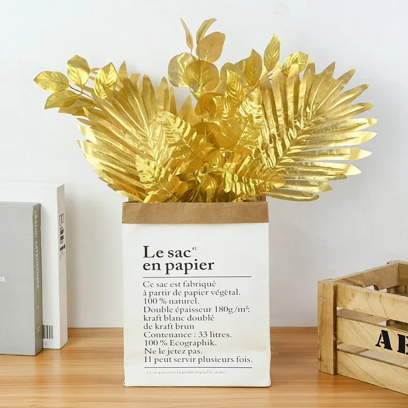 5Pcs Artificial Tropical Palm Tree Leaves Gold Silk Turtle Leaf Branch Fake Plant For Hawaii Wedding Jungle Birthday Party Decor