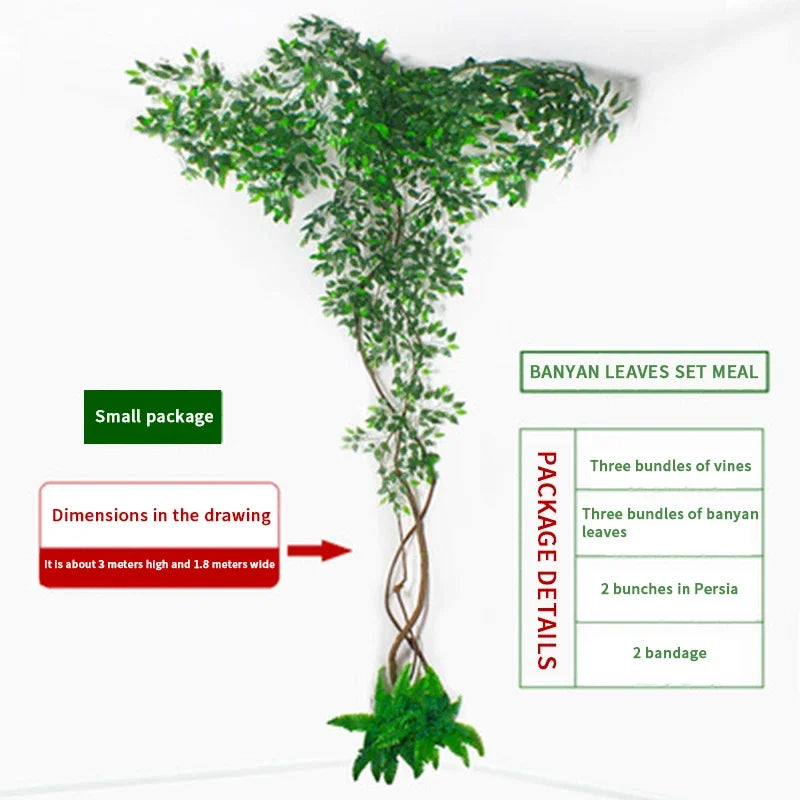 Artificial Green Plants Winding Vine, False Banyan Tree Branch, Indoor Decoration, Living Room, Family, Office, Wedding