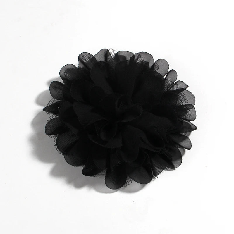 5PCS 4.4"11CM Lace Trim Patch Applique Fabric Artificial Flowers Wedding Dress Chiffon Flower Bride Hair Veil Clothes Decoration