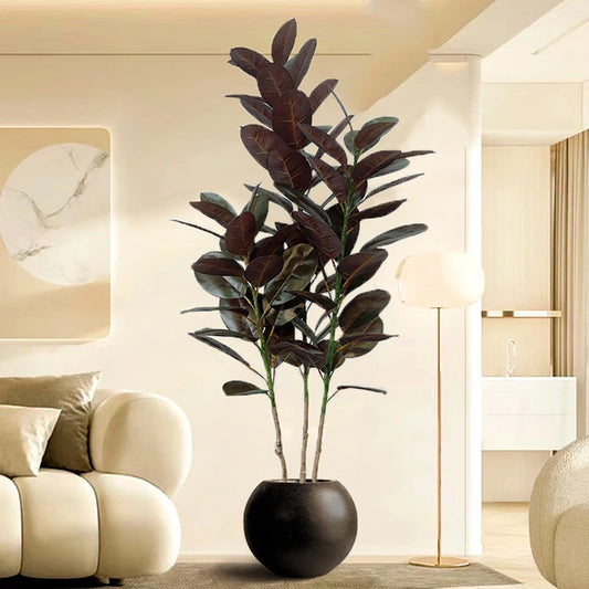 13-70in Large Ficus Tree Artificial Rubber Tree Plastic Banyan Plants Real Touch Banyan Leaves For Home Garden Shop Office Decor