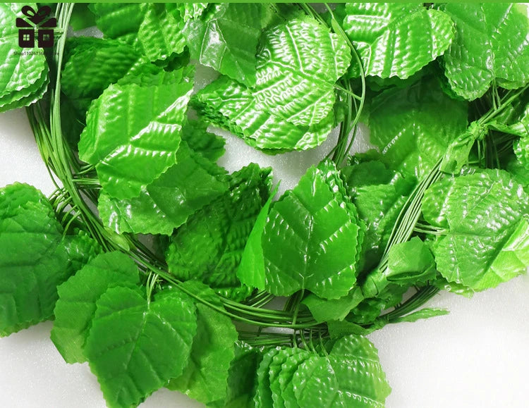 2.1M Artificial Plant Green Ivy Leaf Garland Silk Wall Hanging Vine Home Garden Decoration Wedding Party DIY Fake Wreath Leaves
