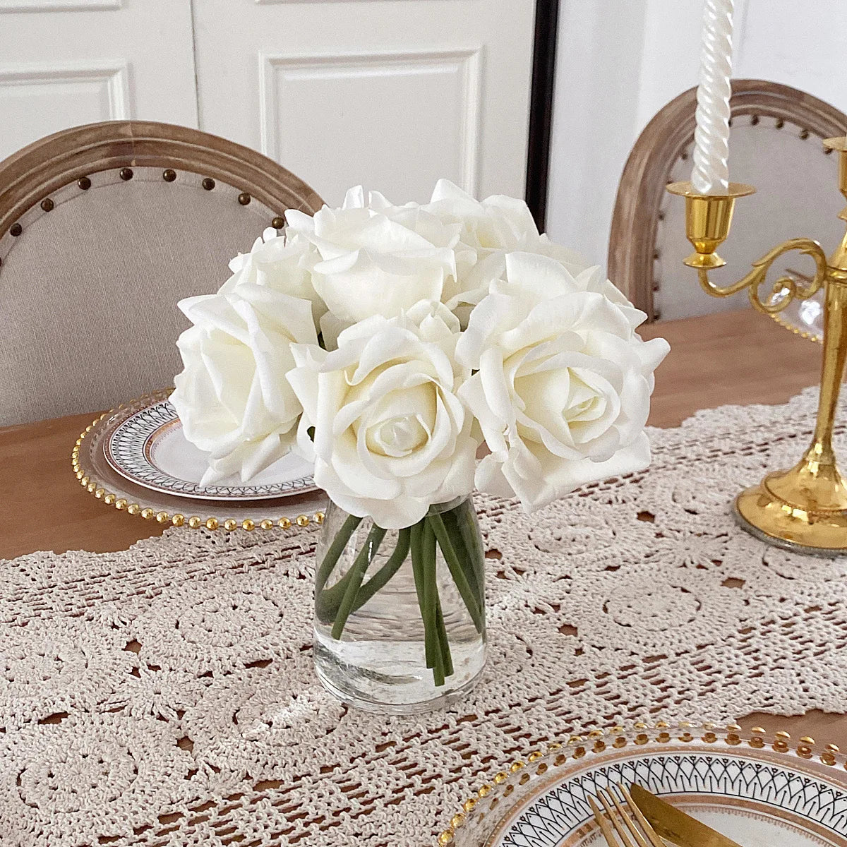10pcs Artificial Roses Flowers Faux Latex Rose Artificial Real Touch Fake Rose Decoration for Wedding