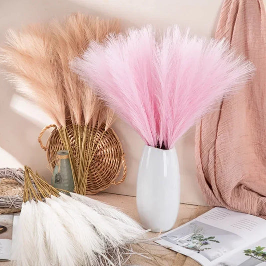 55cm  10pcs Artificial Grass Flower Bouquet for Home Wedding Decoration DIY Party Bedroom Fake Plant Flowers Vase Decor Reed