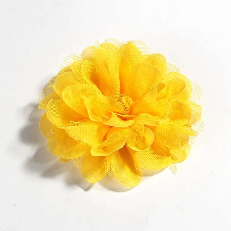 5PCS 4.4"11CM Lace Trim Patch Applique Fabric Artificial Flowers Wedding Dress Chiffon Flower Bride Hair Veil Clothes Decoration