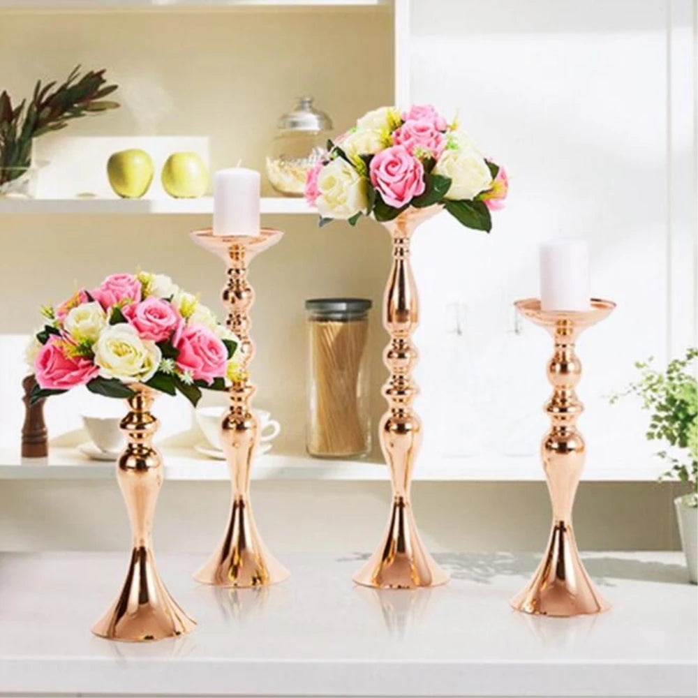 Metal Candle Holders Flowers Vase Candlestick Centerpieces Road Lead Candelabra Centerpieces Wedding porps Christmas decoration