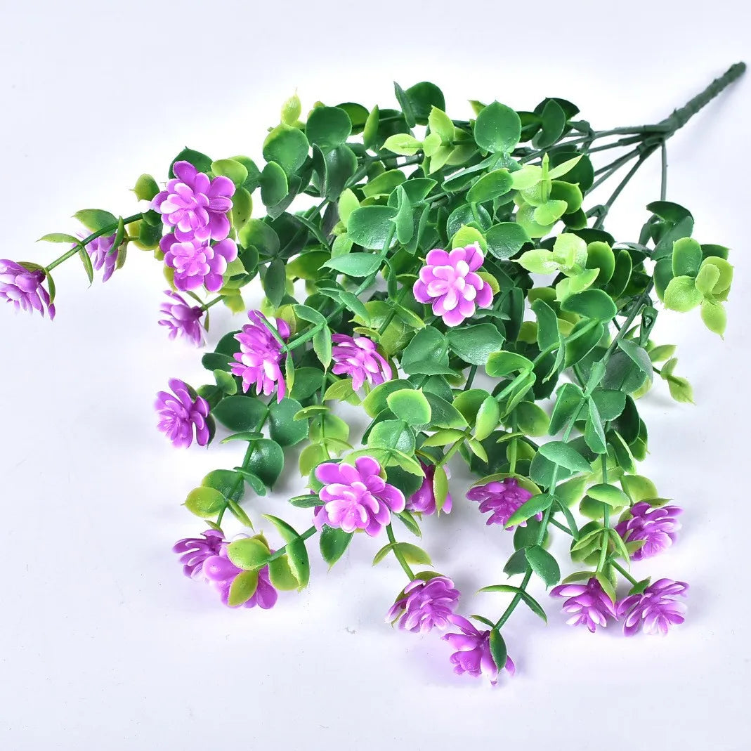 1pcs/lot Artificial Flowers 7-Pronged, 35 Mesh Eucalyptus Plastic Fake Flower Greenery Shrubs Plants Wedding Party Decoration