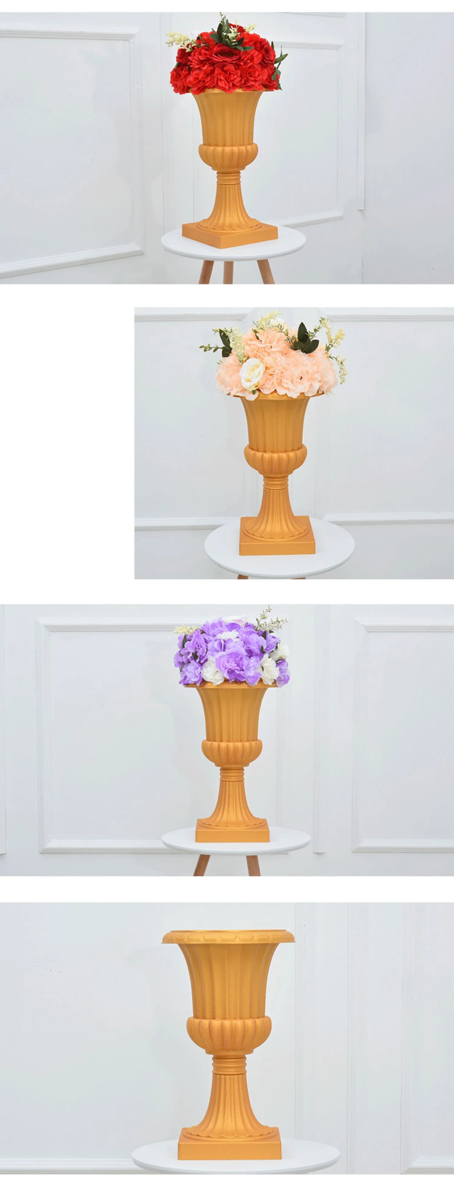 Golden Vase Wedding Birthday Christmas Festival Party Site Decoration Originality Retro Style European Plastic Flower Pot Vases