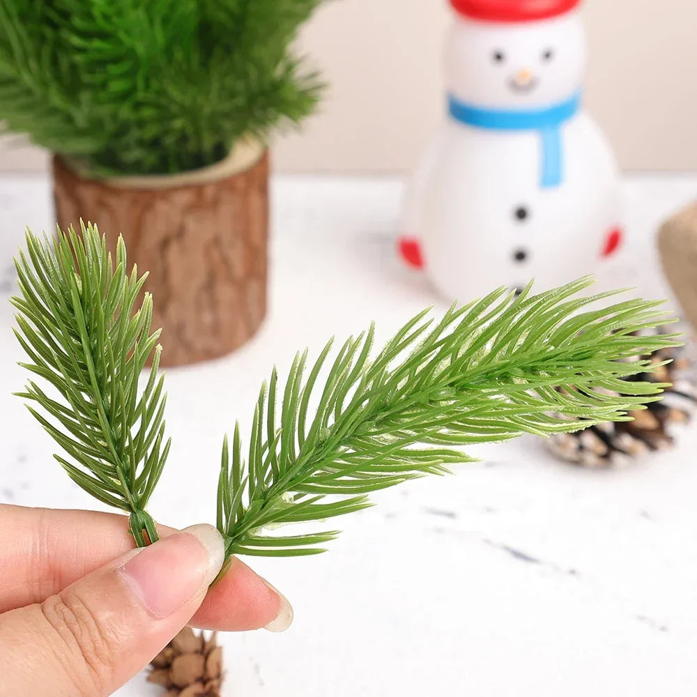 200/10Pcs Artificial Pine Needles Christmas Green Plant Pine Branch Fake Plants DIY Xmas Tree Garland Ornaments Home Decorations