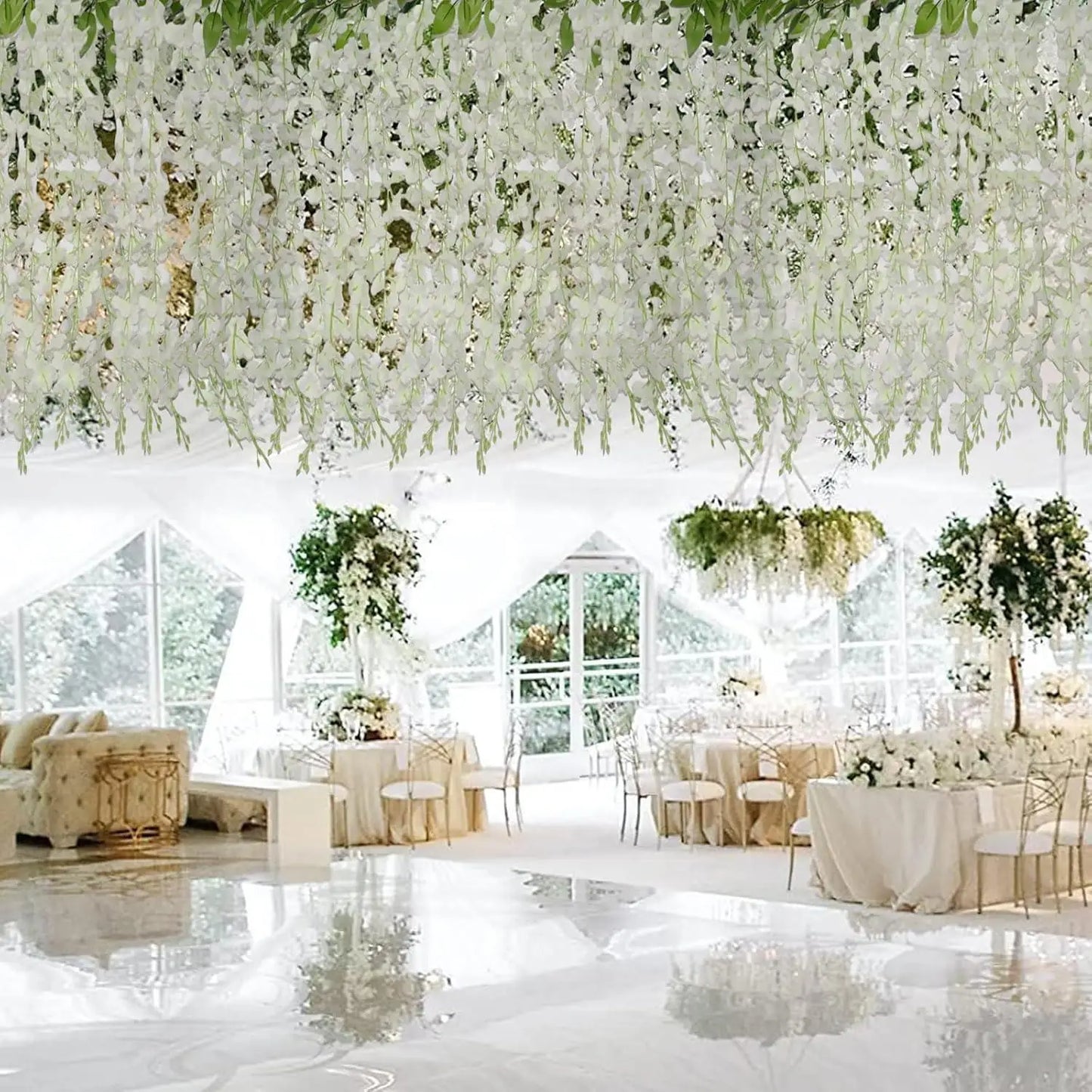 12pcs Thick Wisteria Flowers Fake Wisteria Hanging Flowers Artificial Wisteria Flowers Ceiling Flower Plants Exterior Decoration
