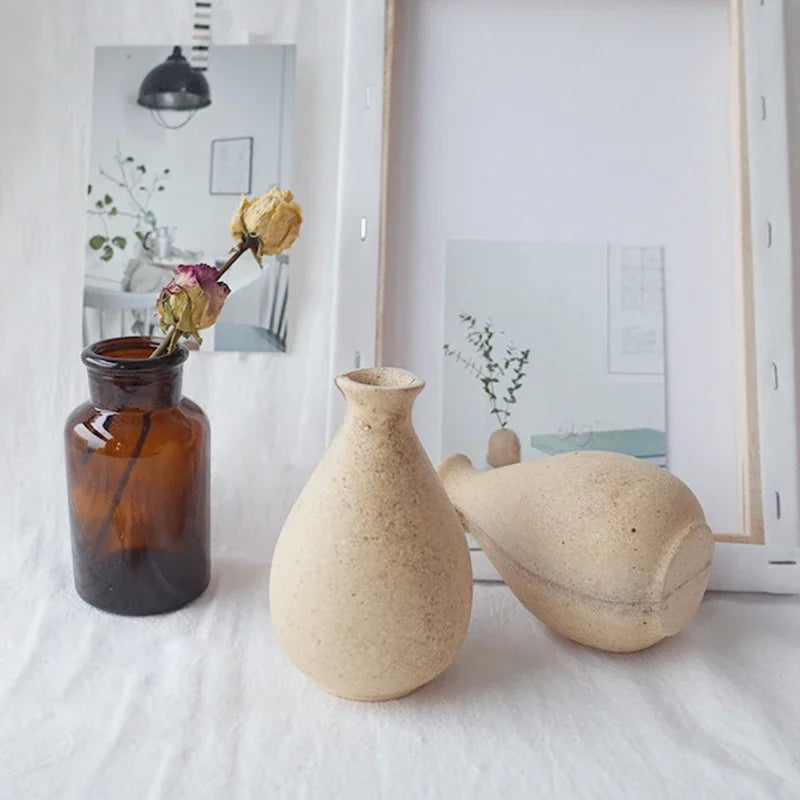 Wooden Flower Vase Retro Art Flower Bottle Dining Table Decorations Nordic Room Tabletop Ornament Living Room Decoration Ваза
