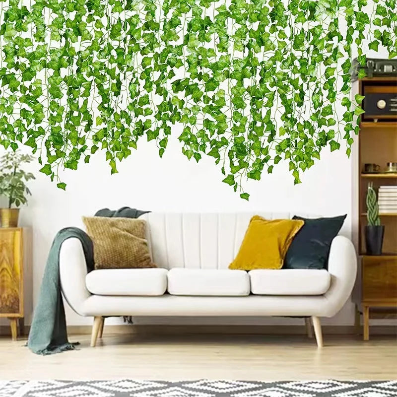 1/2/6Piece Artificial Vine Home Decor Artificial Ivy Leaf Garland Plants Vine Fake Foliage Flowers Creeper Green Ivy Wreath