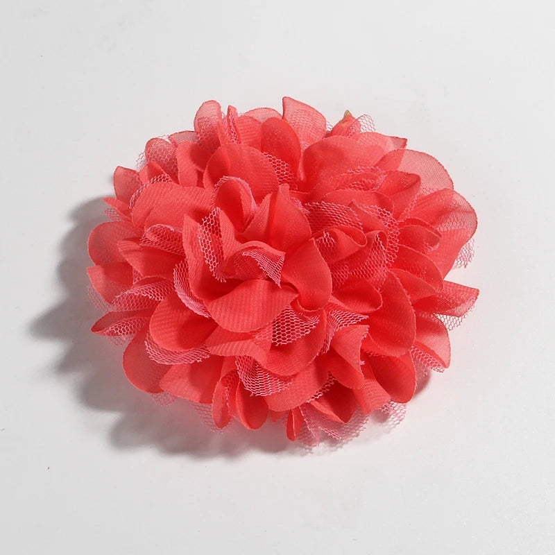 5PCS 4.4"11CM Lace Trim Patch Applique Fabric Artificial Flowers Wedding Dress Chiffon Flower Bride Hair Veil Clothes Decoration