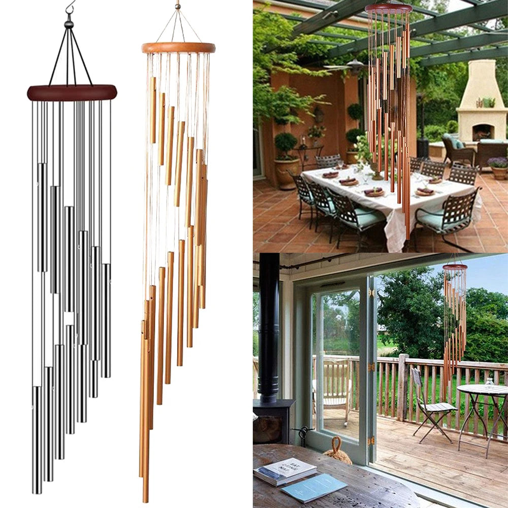 Handcrafted Aluminum Wind Chimes Beautiful For Outside Gold/silver Bells Home Patio Garden Wedding Party Memorial Decor Gifts