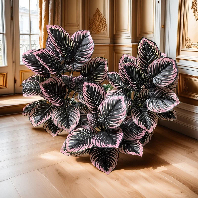 1PC Artificial Plant Violet Gradient Red Grain Leaves Simulation Dark Green Plant Bonsai Hotel Living Room Floor Decoration