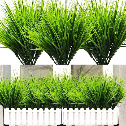 4/6PCS Artificial Wheat Grass Fake Outdoor Plastic Plants Shrub Greenery Landscaping Bundles Faux Flowers Home Garden Decor