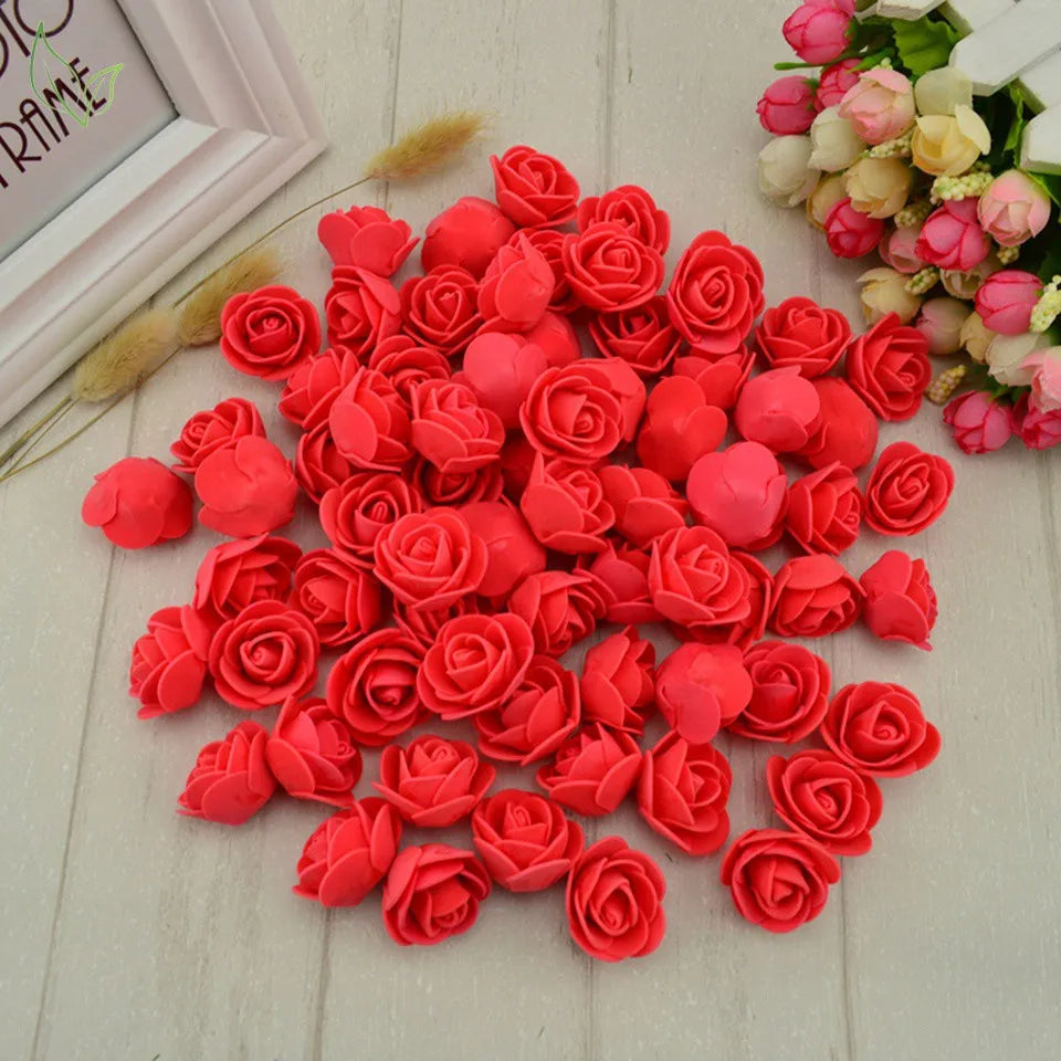 100pcs PE Foam Fake Teedy Bear Roee Head Artificial Flowers Cheap Wedding Home Decoration for Scrapbooking Gift Box Diy Wreath
