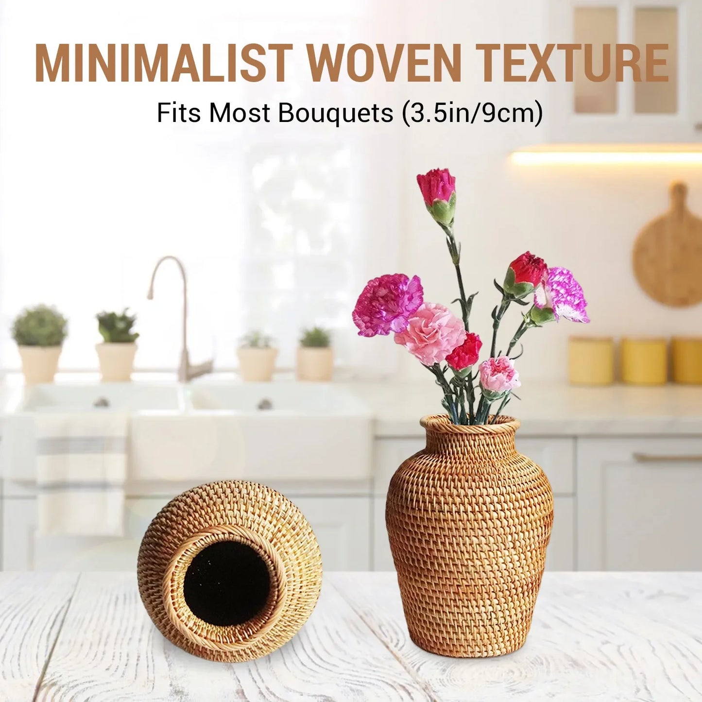 Rattan Woven Flower Vase Rustic Flower Arrangement Containers Large Floor Vase Decorative Imitation Wicker Floor Vase Tall