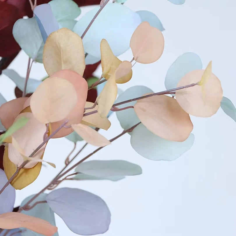 Artificial Plants Long Pole Eucalyptus Leaves Plants Money Leaf Wall Decor Wedding Shooting Prop Home Room Vases Table Diy Decor