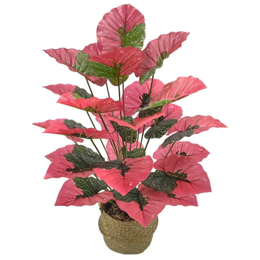 Red Leaf Artificial Flower Fake Artificial Plants Decoration Simulated Bonsai Potted Decor Home Room Party Wedding Office Floor