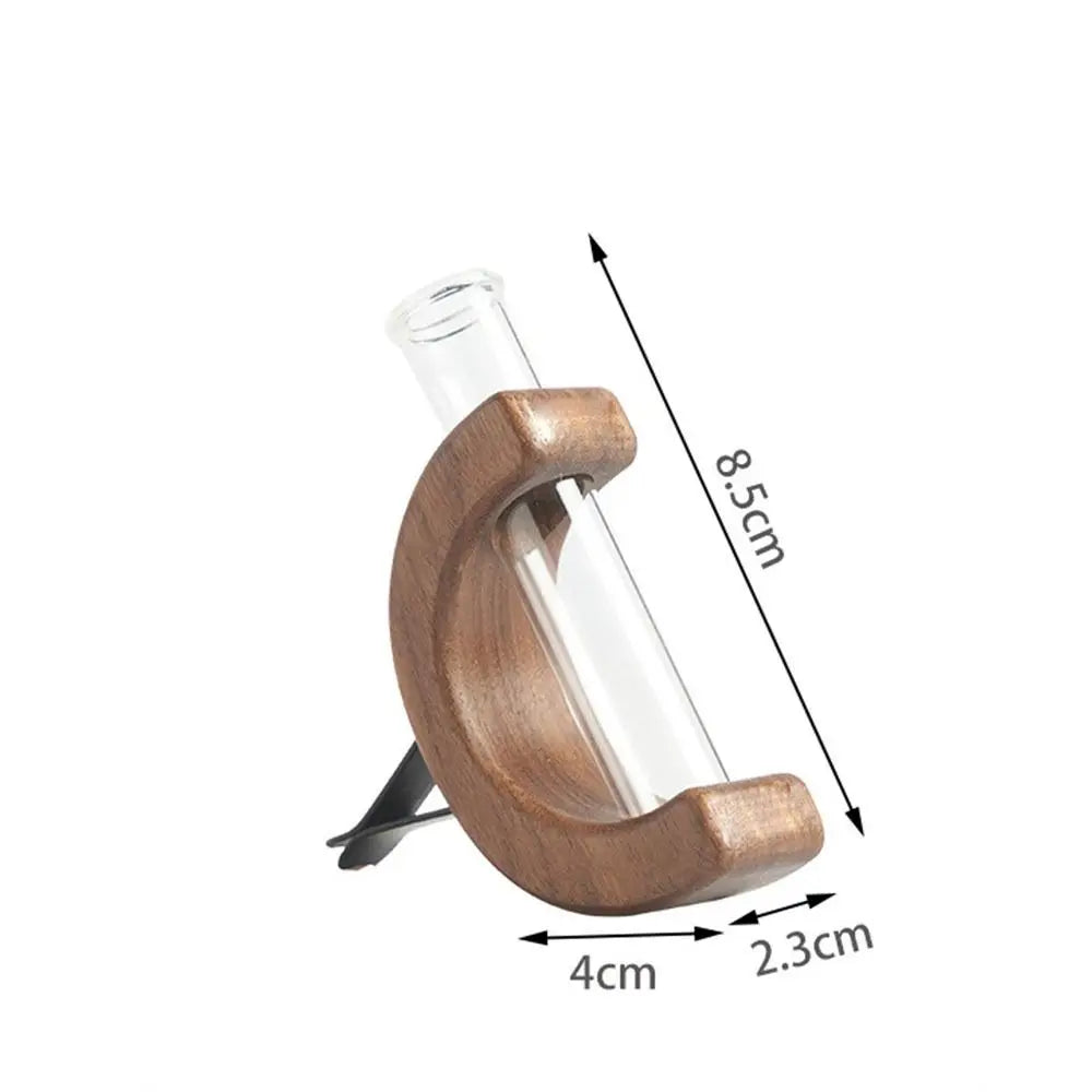 Test Tube Solid Wood Vase Mini Bonsai Vase Plant Floral Container Plant Breeding Station Mini Glass Car Flower Vase Car Decor