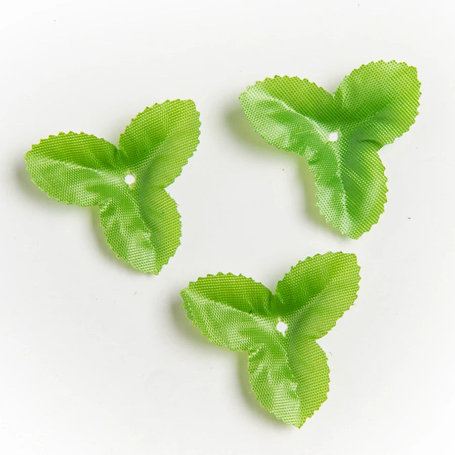 200Pcs Silk Roses Green Leaf Wedding Scrapbooking Home Decoration Diy Handmade Flowers Arrangement Accessories Artificial Plants